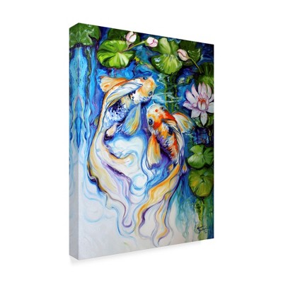 Trademark Fine Art -Marcia Baldwin 'Koi Koi And Lily' Canvas Art
