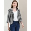 Allegra K Women's Striped 3/4 Sleeves Open Front Casual Notched Lapel Blazer - 3 of 4