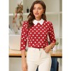 Allegra K Women's Polka Dots Contrast Peter Pan Collar 3/4 Sleeves Blouse - 2 of 4
