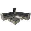 Whisen 8-Piece Wicker Rattan Patio Sectional Set with Storage Box, Cushion Box & Clear Glass Top - 3 of 4
