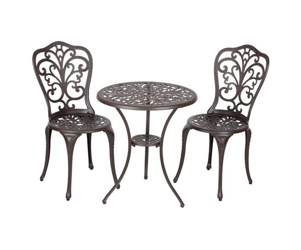 Faustina 3pc Metal Patio Bistro Set - Antique Bronze - Fire Sense