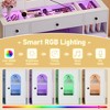 TiramisuBestVanity Desk with LED Mirror and Lights, Glass Top Vanity with RGB Glass Light Cabinets, with 5 Drawers ,Storage Shelves and Stool - 4 of 4