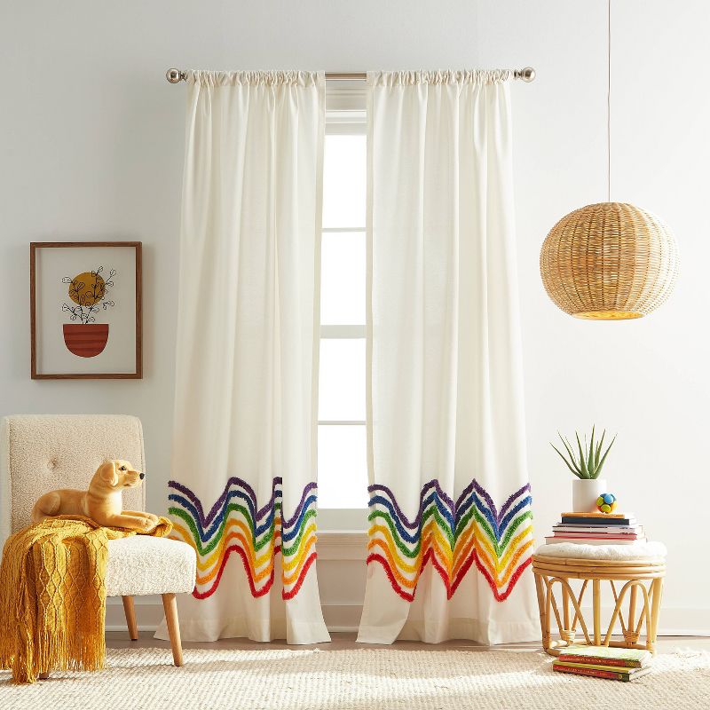 84&#34; 2pk Rainbow Tufted Striped Poletop Kids&#39; Curtains - Dream Factory, 3 of 7