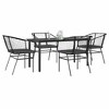 vidaXL 5 Piece Patio Dining Set with Cushions Black Poly Rattan Glass - 63" x 31.5" x 29.1" Black and Dark Gray 4 Items - 2 of 4