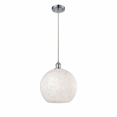 White Mouchette - 1 Light Cord Hung Pendant In Modern Style-13.5 Inches Tall and 12 Inches Wide