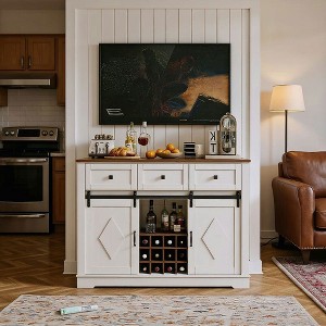 Resenkos 39" Sliding Barn Door Buffet Sideboard Storage Cabinet Coffee Bar with Storage and 2 Drawers, Coffee Storage Cabinet, - 1 of 4