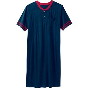 KingSize Men's Big & Tall Short-Sleeve Jersey Henley Nightshirt - 1 of 4
