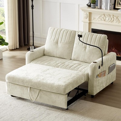 Loveseat Sofa,Pull-Out Sofa Bed With Adjustable Backrest And Phone Holder And USB Ports,Loveseat Sleeper,Loveseat For Living Room-Cuddlewood
