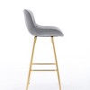 DSVIMOY Counter and Bar Stool Set of 2 Velvet Fabric Bar Stools with Chrome Footrest and Golden Legs for Dining Room, Gray, 28.74"*11.02"*19.68" - 4 of 4