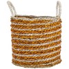 Northlight Set of 4 Striped Woven Seagrass Round Baskets with Handles 13.5" - 3 of 4