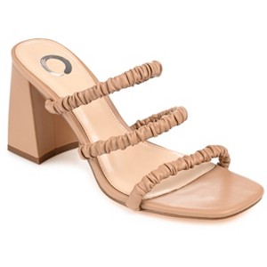 Journee Collection Womens Reagaan Tru Comfort Foam Open Square Toe Block Heel Sandals Tan 7.5 - 1 of 4