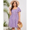 LXT- Women's Plus Size Square Neck Ruffle Sleeve Flowy Floral Summer Midi Dress with Pockets - 3 of 4