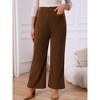 INSPIRE CHIC Women's Corduroy Casual High Waisted One Buttoned Wide Leg Pants with Pockets Dark Brown X-Large - 2 of 4