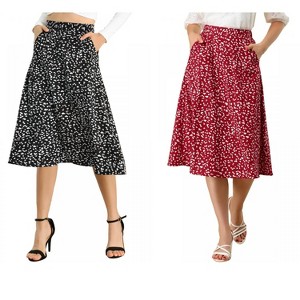 INSPIRE CHIC Women's Chiffon Summer Vintage Floral Print A-Line Midi Skirts 2 Packs - 1 of 4