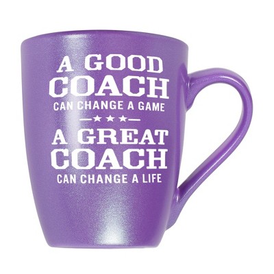 Elanze Designs Inspirational Appreciation Coffee Cup Mug 10 Ounce Ceramic With Shimmery Metallic Finish Good Coach Great Coach Passion Purple