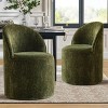 Set of 2 Modern Chenille Upholstered Dining Chairs with Wheels, Curved Back Barrel Rolling Chairs for Kitchen or Dining Room - Panipeachy - 2 of 4