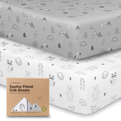 BreathableBaby All-in-One Fitted Sheet & Waterproof Cover for 52 x 28 Crib Mattress (2-Pack) - Gray