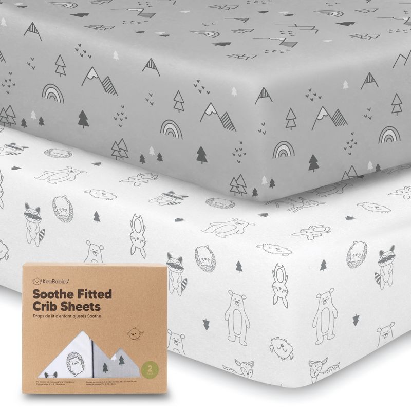 KeaBabies 2pk Soothe Fitted Crib Sheets Neutral, Organic Baby Crib Sheets, Fits Standard Nursery Baby Mattress, 1 of 11