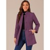 INSPIRE CHIC Women's Winter Stand Collar Single Breasted Mid-thigh Long Overcoat - image 3 of 4