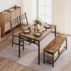 Dining Table for Four, Kitchen Table with Two Chairs with Storage Stools, 47.2 Inches Long, with Wine Racks, Kitchen Tables - 2 of 4