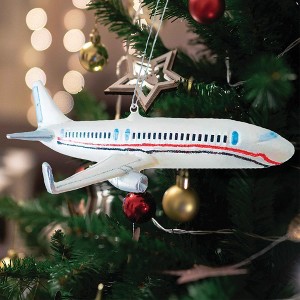 Airplane Glass Christmas Ornament| OrnamentallyYou - 1 of 4