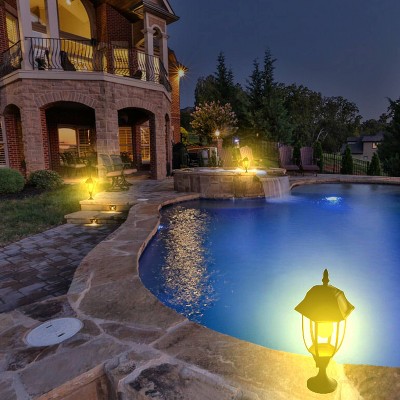 Black Solar LED Outdoor Wall Lantern with Frosted Shade