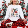 Christmas Flowers and Berries Distressed - Women's Garment Dyed Long Sleeve Graphic T-Shirt - 3 of 4