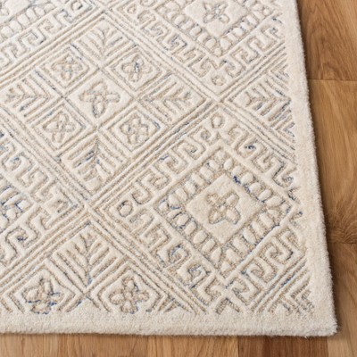 Ivory Beige Hand-Tufted Wool Area Rug 5' x 8'