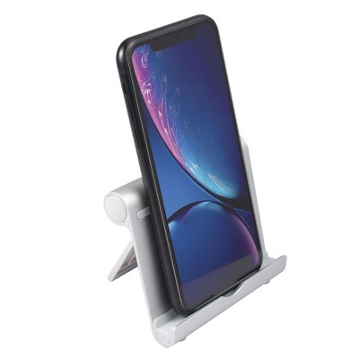 Insten Cell Phone Stand for Desk - Ergonomic Mount & Holder Compatible with Smartphones, iPhone, iPad, Tablet, Nintendo Switch, Silver