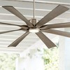 70" Possini Euro Design Modern Indoor Outdoor Ceiling Fan with Light LED Dimmable Remote Brushed Nickel Light Wood Damp Rated Patio Porch - 2 of 4