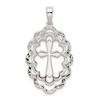 Black Bow Jewelry Sterling Silver Diamond-Cut Oval Bordered Cross Pendant, 21 x 38mm - 3 of 4