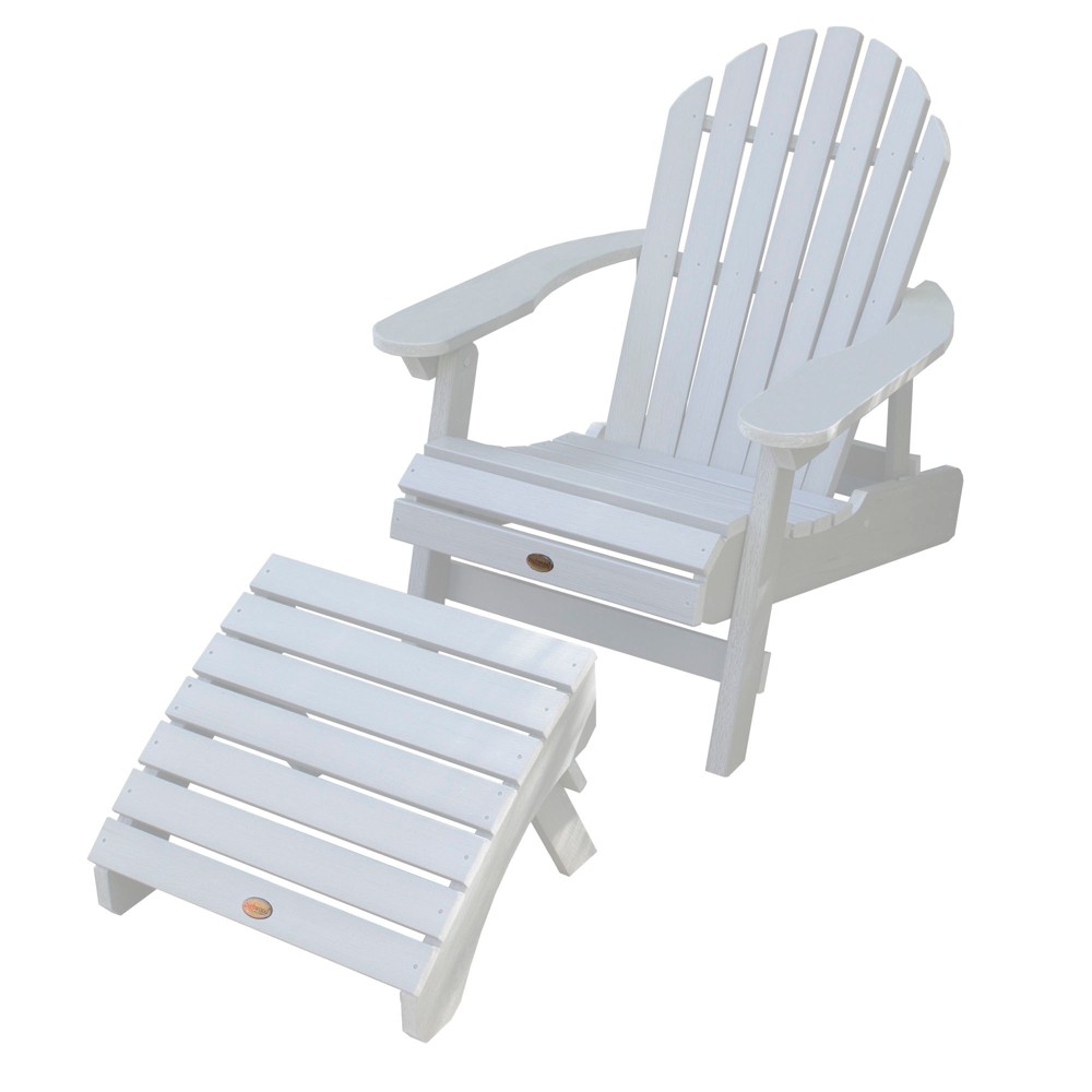 Hamilton Folding & Reclining Adirondack Chair with Folding Adirondack Ottoman White Highwood