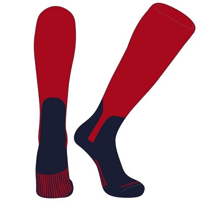 PEAR SOX OTC Baseball Softball Stirrup Socks (S, 7in) Red, Dark Navy