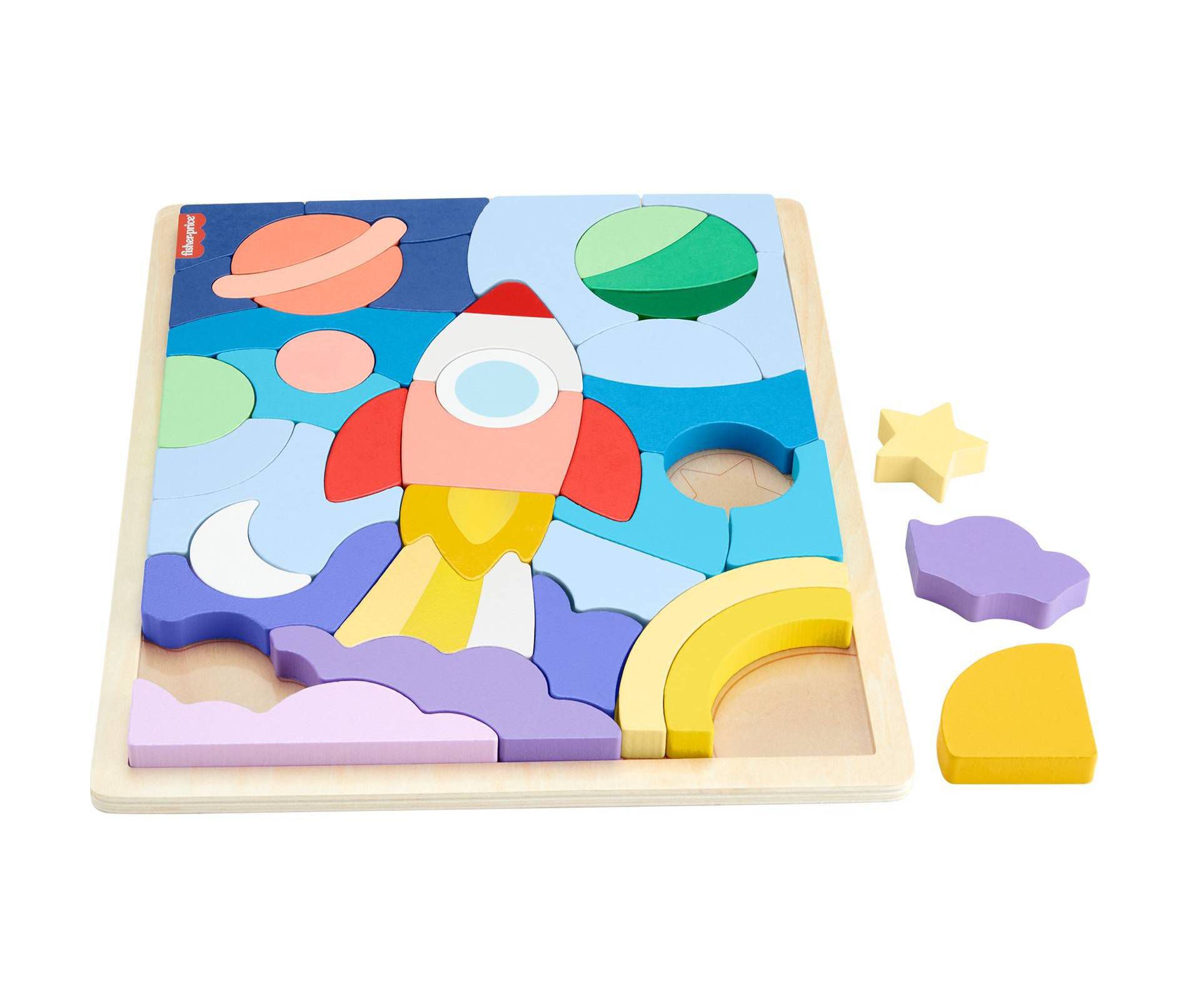 Fisher-Price Wooden Space Blocks Puzzle for Preschool Kids 42pc Wooden