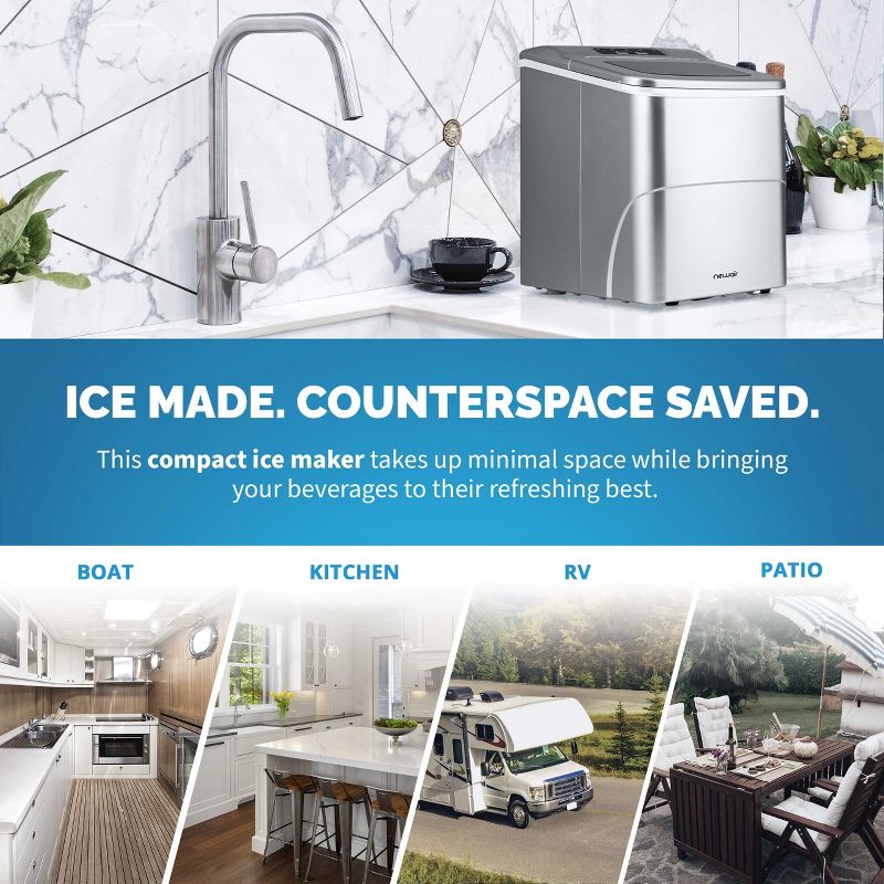 Newair 26 lbs. Countertop Ice Maker, Portable and Lightweight, Intuitive Control, Large or Small Ice Size, Easy to Clean BPA-Free Parts, 3 of 14