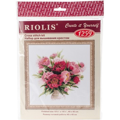RIOLIS Counted Cross Stitch Kit 15.75"X15.75"-Peonies In A Vase (10 Count)