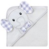 Hudson Baby Infant Boy Cotton Rich Hooded Towels, Gingham Elephant, One Size - 4 of 4