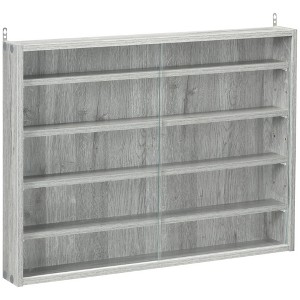 HOMCOM 5-Tier Display Cabinet, Wall-Mounted Glass Door Cabinet with 4 Adjustable Shelves - 1 of 4