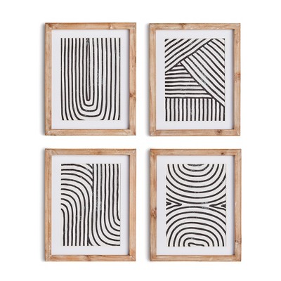 Plum & Post Achromatic Linear Petite Prints, Set Of 4