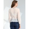 Allegra K Women's Swiss Dots V Neck Long Sleeve Tie Waist Peplum Shirt - 4 of 4