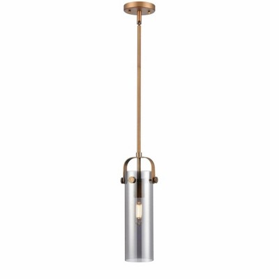 Pilaster II Cylinder - 1 Light Stem Hung Pendant In Industrial Style-14.5 Inches Tall and 5 Inches Wide