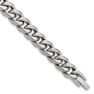 Black Bow Jewelry Men's 10mm Titanium Polished Curb Chain Bracelet, 8 Inch - 1 of 4