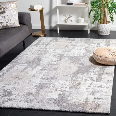Bentley Beige and Grey Abstract Synthetic Area Rug