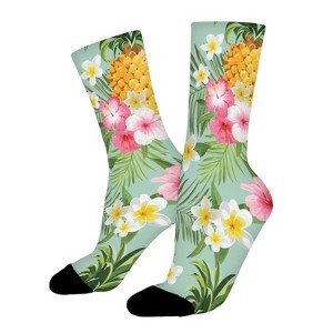 Hawaiian Pineapple Women Printed Crew Socks Funny Funky Socks Soft Polyester Novelty Gifts for Artists Men - 1 of 1