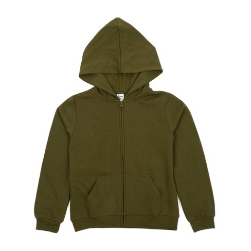 Leveret Kids Zipper Sweat Hoodie Olive Green 8 Year