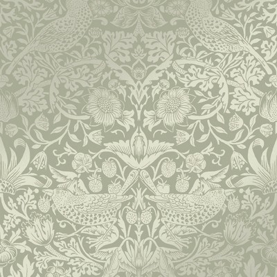 William Morris at Home Strawberry Thief Fibrous Sage Wallpaper