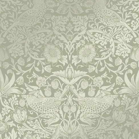 William Morris at Home Strawberry Thief Fibrous Sage Wallpaper - image 1 of 4