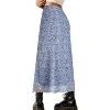 Floral Mesh Boho Midi Skirt - Women's High Waist A-Line Skirt with Lettuce Trim Blue Floral C - 2 of 4
