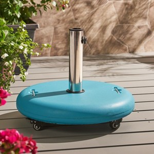 Gulches Wheelie Umbrella Base - Round Heavy-Duty Portable Stand for Patio, Garden, and Beach Umbrellas,Blue - 1 of 4