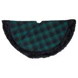 Northlight 48" Green and Black Plaid Christmas Tree Skirt with Faux Fur